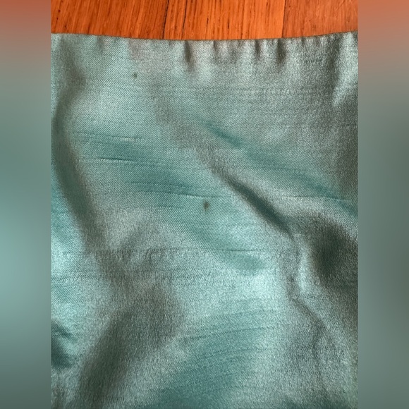 60s Vintage Blue Satin Gown w Rhinestone Accents Sz M - Picture 9 of 10